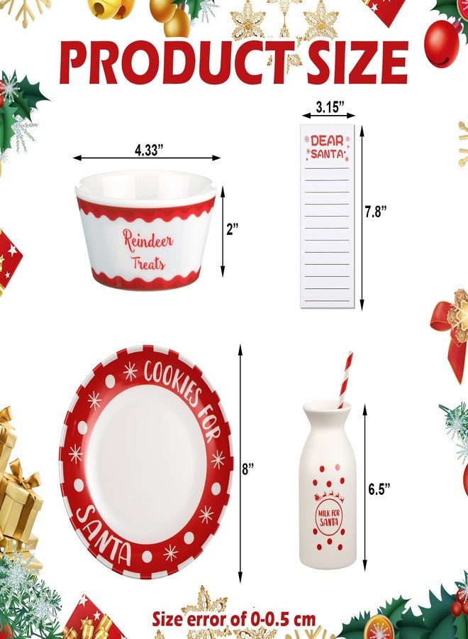 Nitial 4 Pcs Christmas Cookies for Santa Gift Set Santa Cookie Plate Santa Milk Jar Reindeer Treat Bowl Dear Santa Notepad Sticky Note Christmas Dinnerware Set for Xmas Party (Santa) - Image 2